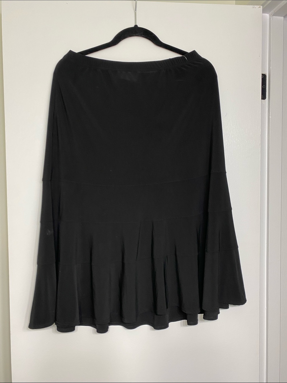 Classic Black A-Line Flared Midi Skirt